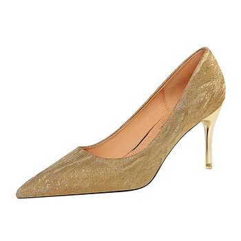 

Pointed Toe Glitter Heels Evening Shoes Women Designer Elegant Shoes For Woman Ladies Pumps Tacones Altos Mujer Sexy K0293