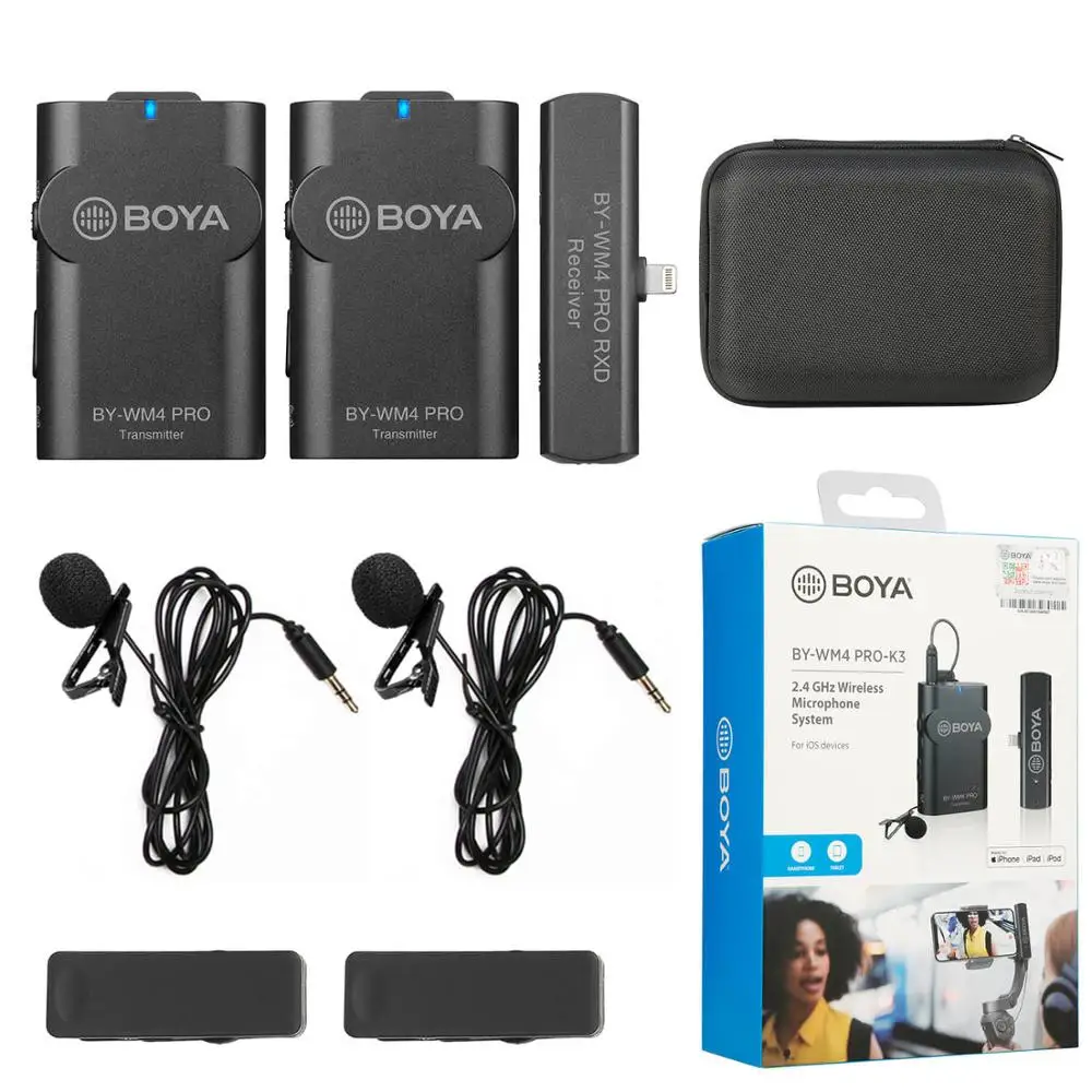 BOYA BY-WM4 Pro K4 Lighting Wireless Microphone for iPhone 11 Pro Max Xs Xr 8 7 SE2 iPad iPod Touch IOS Devices Tiktok Instagram