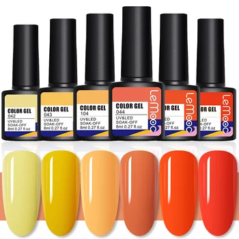 

LEMOOC 1pc Yellow Orange Series Color Nail Gel Polish UV LED Gel Nail Polish Lacquers Varnish Enamel 8ml Base Top Coat