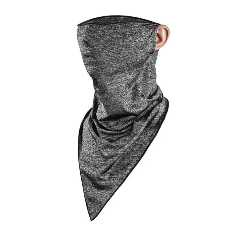 hemp gray Motorcycle Protective Cycling Face Mask Half Face Breathable Headband Triangle Sport Scarf Windproof Anti-UV Neck Hood - Color: hemp gray