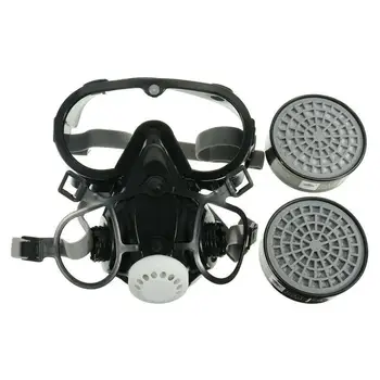 

Anti-gas Protect Breathing Face Gas Cover &Goggles Respirat Gas Dustproof Cartridge W/ Cotton Filter Respiratory Protection