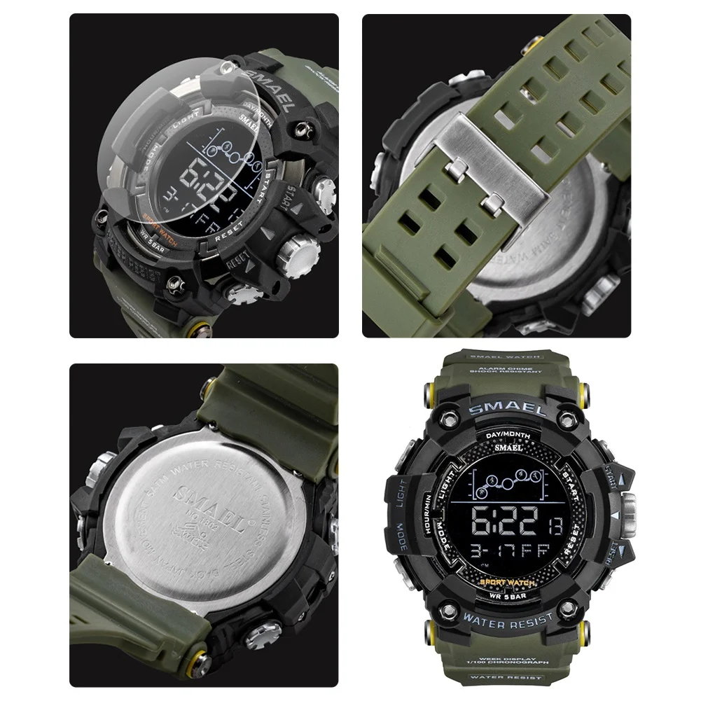 Smael masculino militar relógios nova moda casual led digital