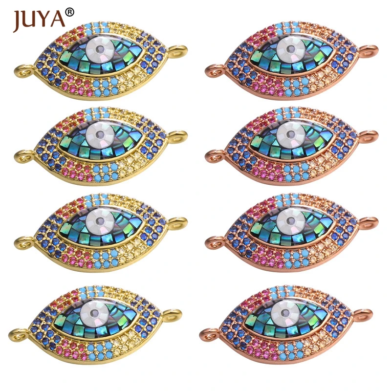 Fashion High Quality Copper Micro Pave Zircon Rhinestone Evil Eye Charms Connectors Jewelry Making Findings | Украшения и