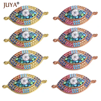

Fashion High Quality Copper Micro Pave Zircon Rhinestone Evil Eye Charms Connectors Jewelry Making Findings