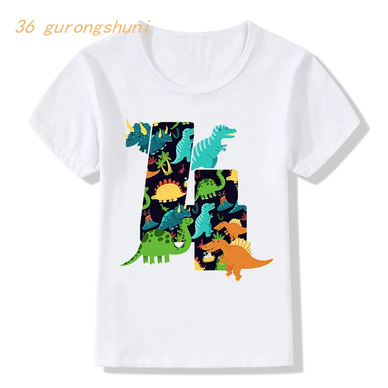 t shirt boys t shirts Happy birthday 2 3 4 5 years kids tshirt cartoon dinosaur t-shirts tops for girls shirts children clothes t-shirt for kid girl	