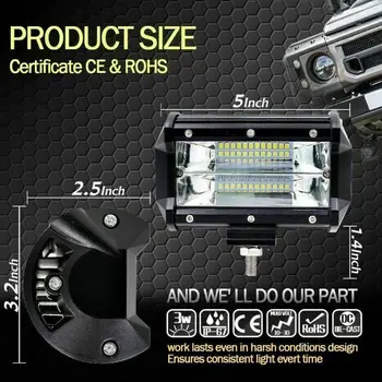 

5 inch LED Spotlights Double Row Work Light Lamp 72W Waterproof Cool 150M
