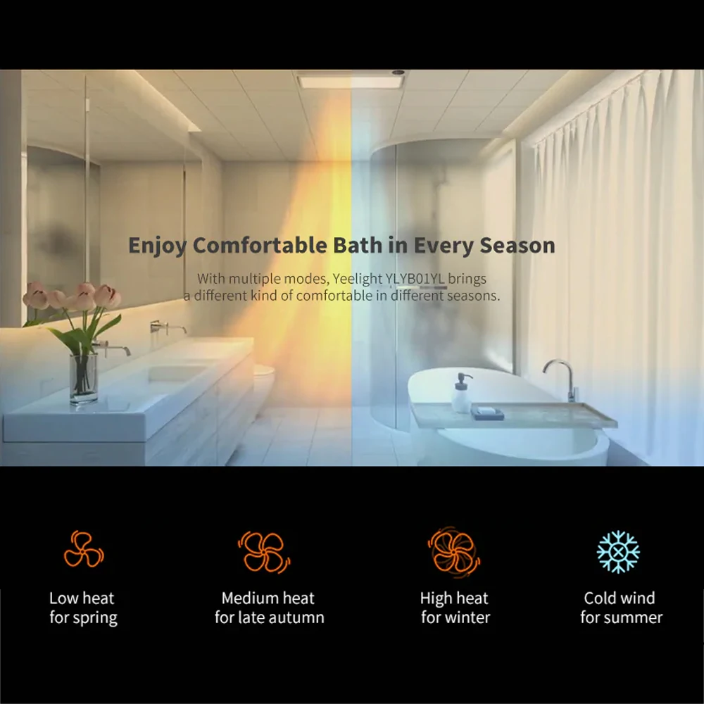 Yeelight Smarts 8 in 1 Ceiling Bathroom Heater Light Adjustable Mounted Ventilation Fan Fast Dry Voice Remote Control for xiaomi