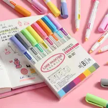 

8 Colors/box Double Line Contour Pen Metal Outline Graffiti Out Art Line Pen Color Bullet Highlighter Scrapbooking Diary Ma P2H4
