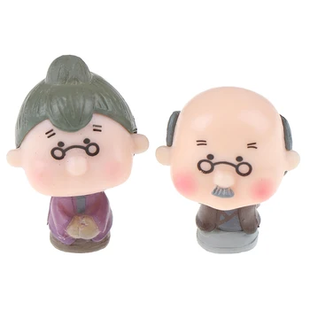 

2pcs/lot Action Figure Grandparents Couple Microscopic Micro Landscape Small Garden PVC cartoon decoration Doll Model Anime