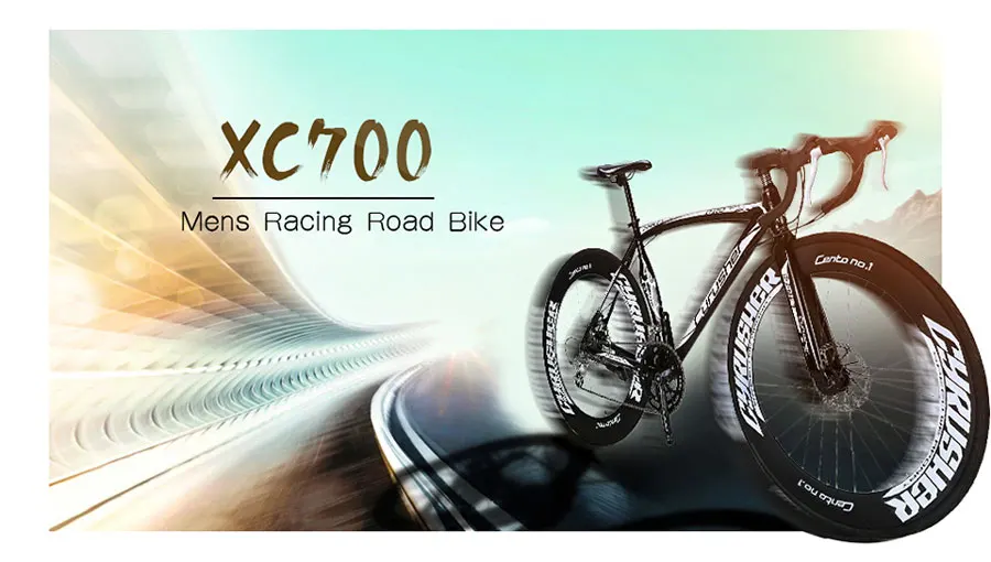 Cyrusher XC700 дорожный велосипед 700C светильник алюминиевая рама+ вилка+ руль велосипедный шоссейный скоростной велосипед гоночный мужской механический дисковый тормоз