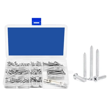

272Pcs/Set Stainless Steel M4.2 Screw Set Countersunk Flat Head Tapping Screws with Cross Recessed Screw Kit