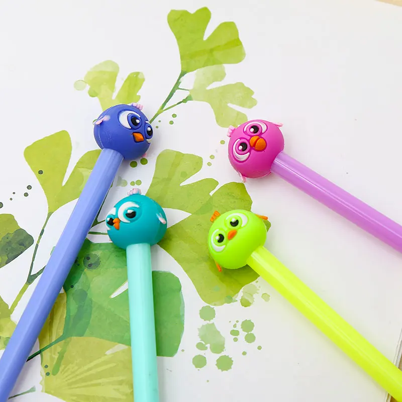 Креативные гелевые ручки Kawaii с милыми птицами, Мультяшные животные, синие чернила, школьные канцелярские принадлежности, новинка Kawai, забавные, стационарные, 0,5 мм