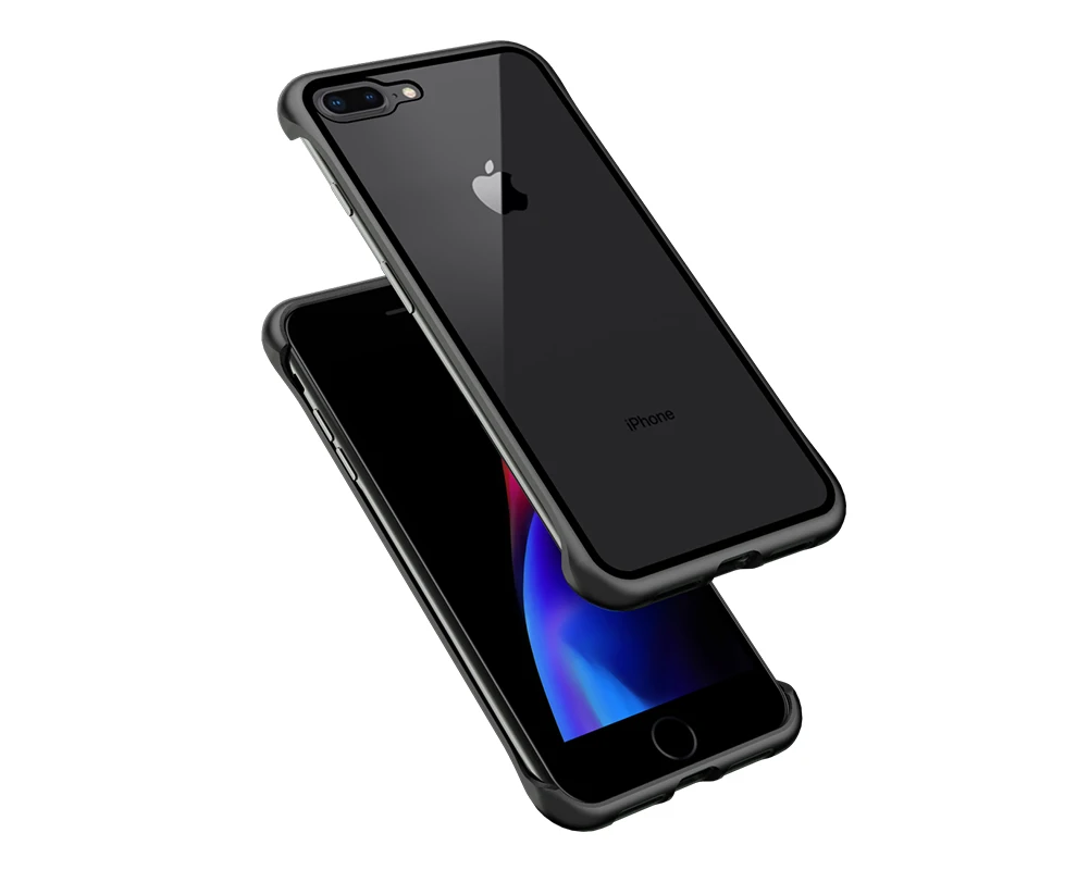 Ультратонкий противоударный чехол для телефона Apple iPhone 8, 7 Plus, Роскошный Алюминиевый металлический чехол с защитой от царапин, 9 H, чехол из закаленного стекла