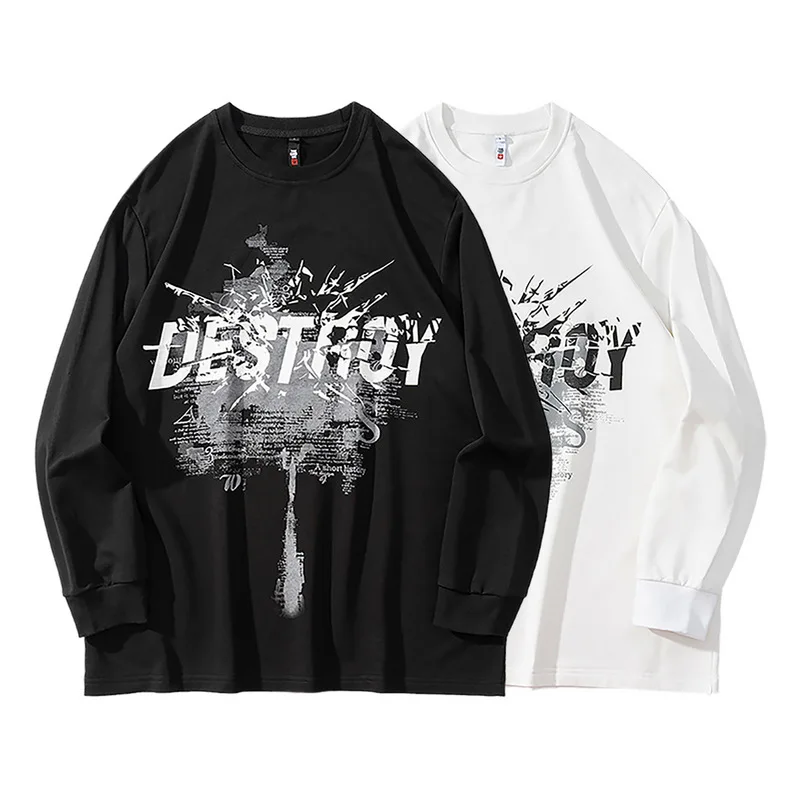 

Creative Printing Letters Hip Hop Luxury Pullover Unisex Sweatshirts Autumn New Quality Cotton Fashion Comfortable Xуди Oверсайз