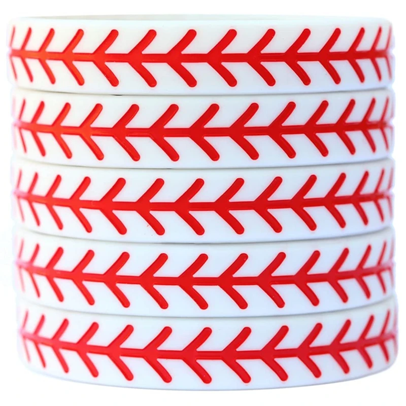 300pcs Baseball Design Wristbands Silicone BraceletsCuff Bracelets