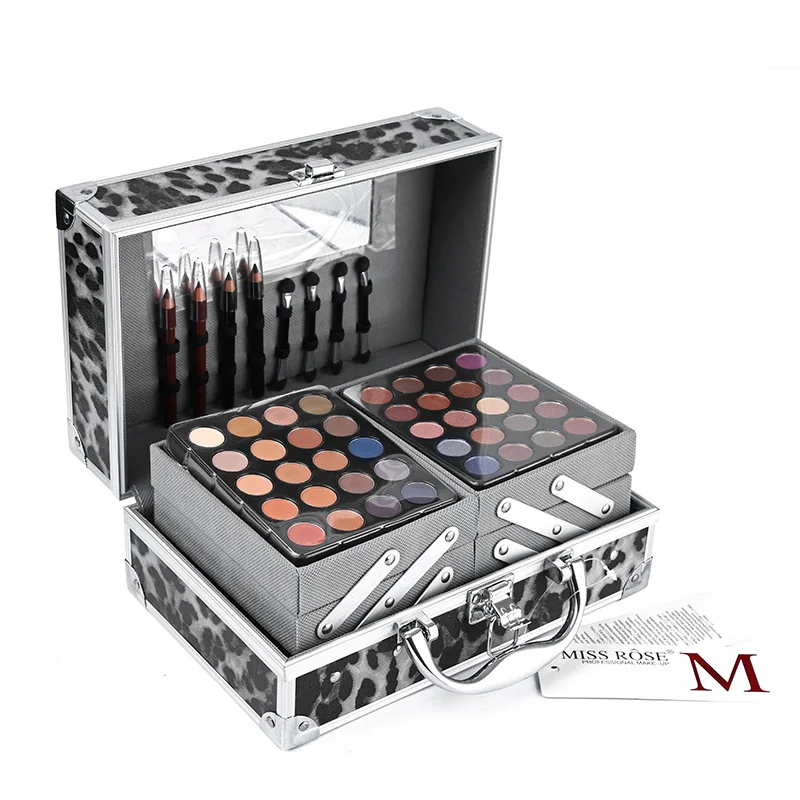 black leopard print Miss Rose, пудра для лица, набор для макияжа, матовая и мерцающая палитра теней для век, блокбастер, профессиональный набор для макияжа, хайлайтер, бронзер - Цвет: black leopard print