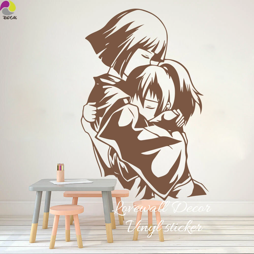 Cartoon Spirited Away Wall Sticker Kids Room Baby Nursery Anime Manga Hayao Miyazaki Spirited Away Girl Sister Wall Decal Vinyl (3)