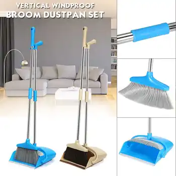 

Rotatable Broom And Dustpan Foldable Set Long Handle Dustpan Extendable Sweep Set Dust Pan And Broom Combo
