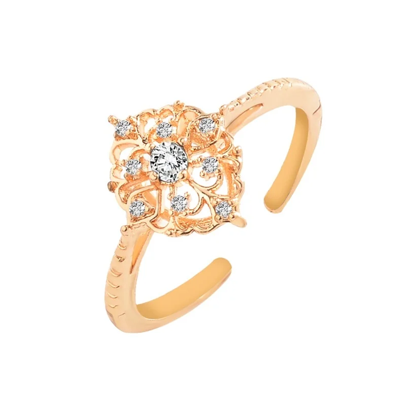 

New Fashion Water Drop Zircon Ring Female Character Openwork Carved Gold Rings Diamond Open Finger Ring Engagement Jewelry Gifts