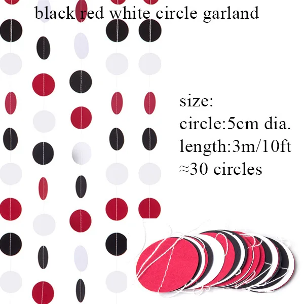 Красная, белая, черная, желтая Круглая Бумажная гирлянда в горошек, звездное настенное потолочное подвесное украшение, цирк, пират, день рождения, свадьба - Цвет: Красный