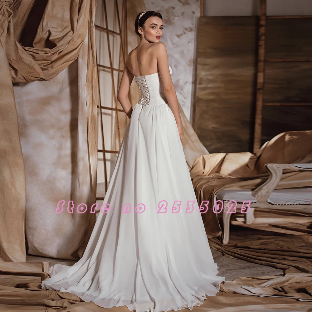 Vestido De Noiva Boho,, блестящее Бисероплетение, кристалл, шнуровка на спине, плиссированные шифоновые элегантные пляжные свадебные платья Trouwjurken