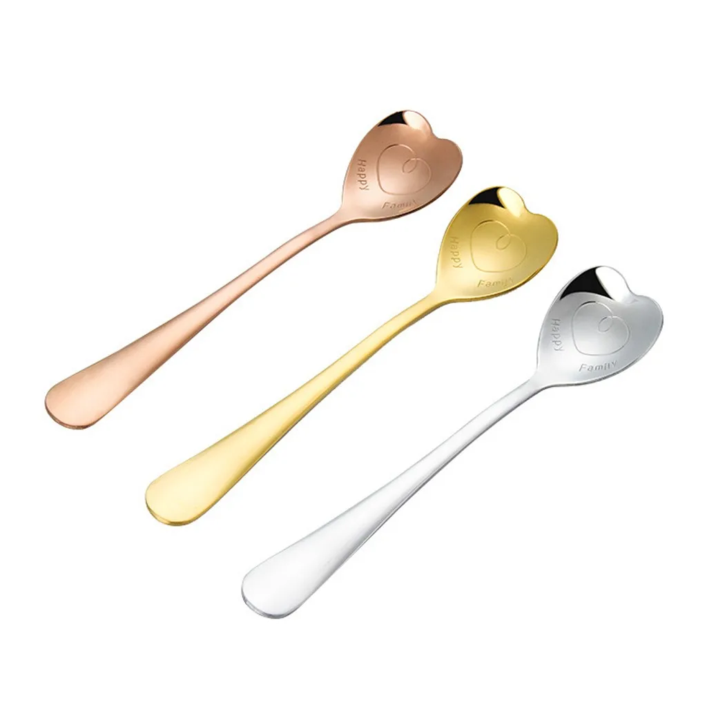Форма любви Ложка Ручка ложка Flatware кофе для питья кухонный гаджет 3 предмета кофейные ложки прочные из нержавеющей стали лед# U