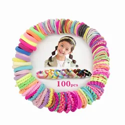 100Pcs/Lot Girls Small Candy Color Elastic Hair Bands Children Ponytail Holder Hair Tie Gum Headband Scrunchies Towel Rope Ring