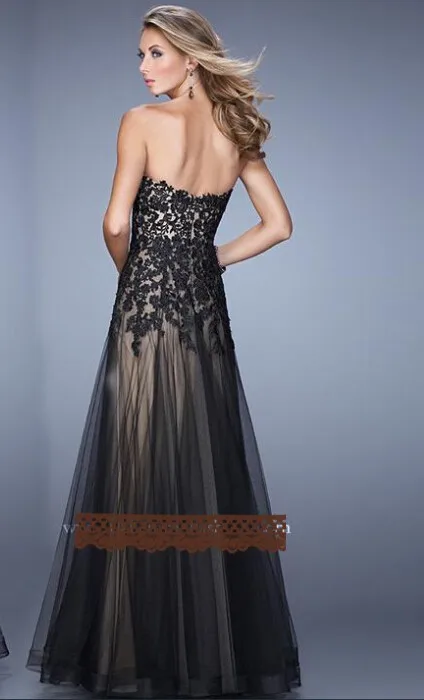 Вечерние платья vestidos новые горячие сексуальные милые А-образные длинные вечерние платья для выпускного вечера черные кружевные аппликации летние платья подружек невесты