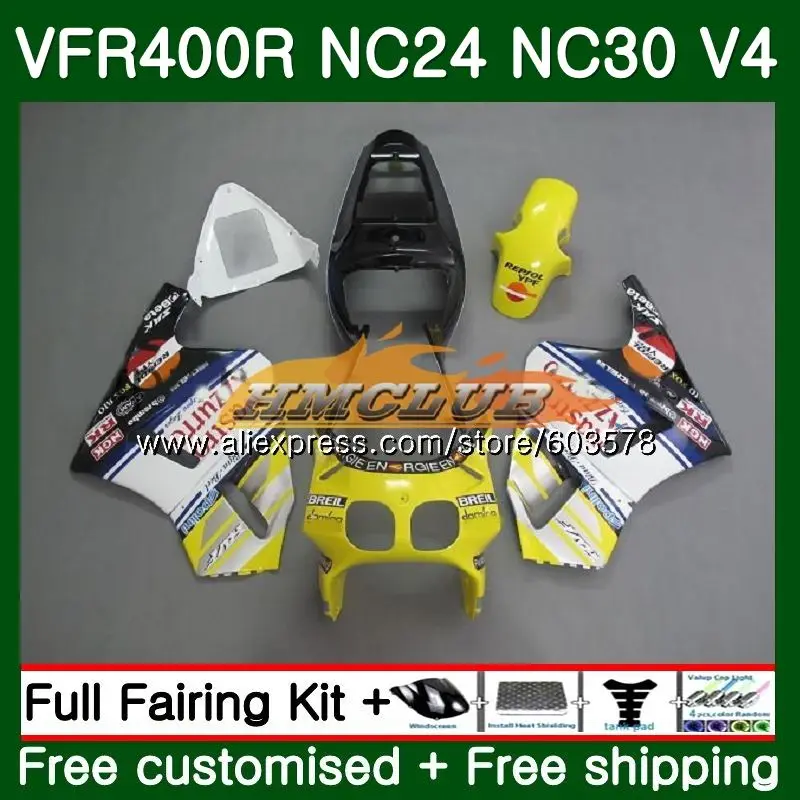 VFR400 R для HONDA VFR400R 1987 1988 1989 1990 1991 1992 98CL. 52 ЛРВ 400 R NC24 NC30 87 88 89 90 91 92 черного, желтого цвета обтекатель