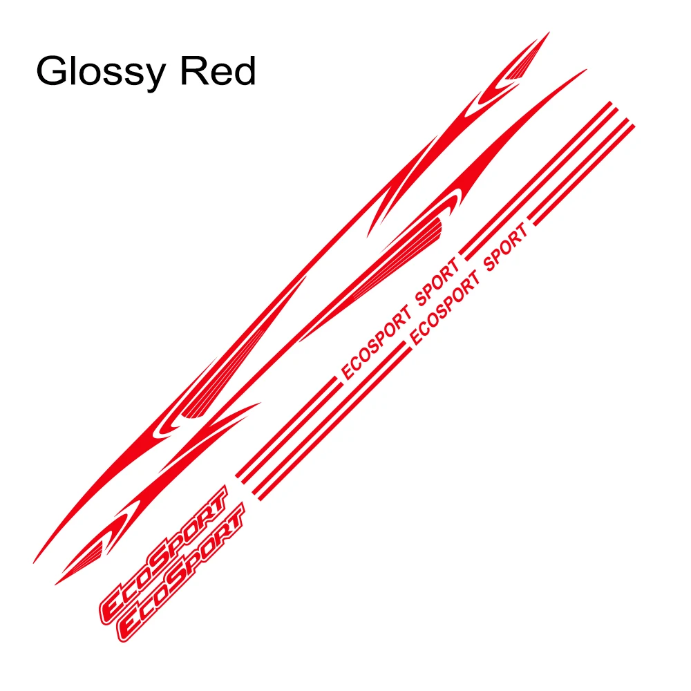 Glossy Red 2 шт. наклейки для автомобилей с боковой полосой для Ford Ecosport Авто Виниловая пленка для спортивных гонок водонепроницаемые наклейки для украшения автомобиля аксессуары для тюнинга - Название цвета: Glossy Red