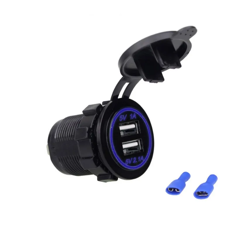Dual USB Power Adapter Charger For Motorcycle Car Truck Boat LED Lamp Mobile Phone With Terminal Universal |