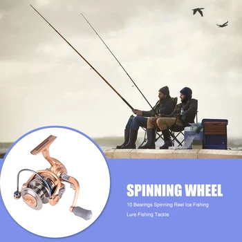

5.2:1 Gear Ratio Spinning Fishing Reel Steel Bearings Anti-fall Champagne Gold Sea Fishing Fixed Reel Angling Tackle