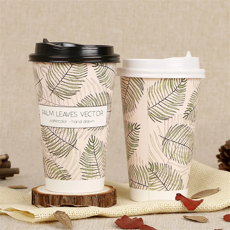 50 шт Высокое качество Творческий завод одноразовых стаканчиков 16oz 500 бумажный