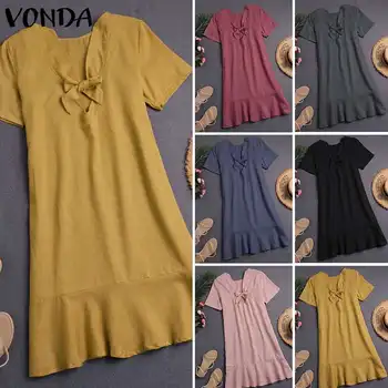 

VONDA Summer Dresses Plus Size Bohemian Sundress 2020 Women Sexy Beach Party Dress Casual Loose Vintage Femme Vestidos S-5XL