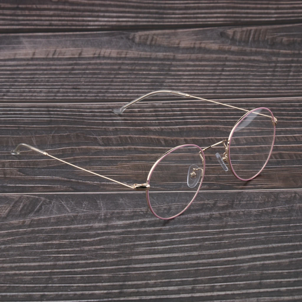 Винтажные Ретро полный обод Круглые Женские стеклянные es Eye glass es металлические оправа для очков простое стекло