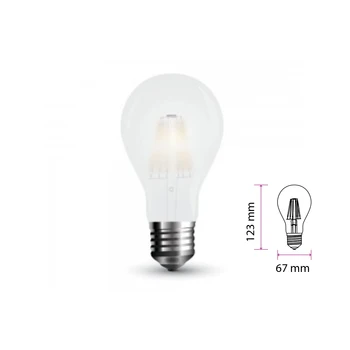 

V-TAC LC2790F wire lamp Led filament E27 9W cool white 6400K 1100 LM at ++ a67 frosted glass 300 degree SKU-7186