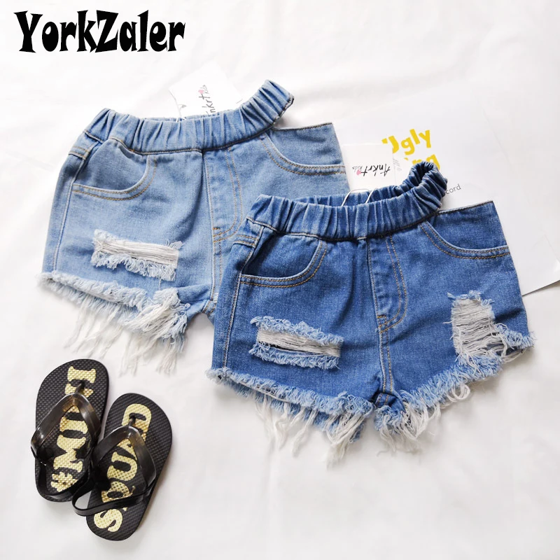 

Yorkzaler Summer Kids Elastic Short Jeans Tassel Ripped Holes Kids Girl Fashion Denim Pants Casual Cotton Toddler Baby Clothes