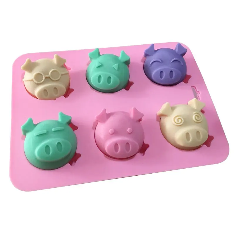 4Cavity Cartoon pig DIY Soap Making Supplies 3D Silicone Cake Mould Handmade Baking Mold Soap Mold