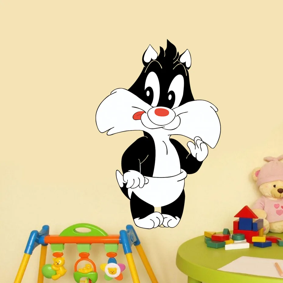 Funny Pig kangaroo Cat Horse Wall Stickers Art Creative Animals Decals for Kids Nursery Room Bedroom Door Home Mural Decoration (4)