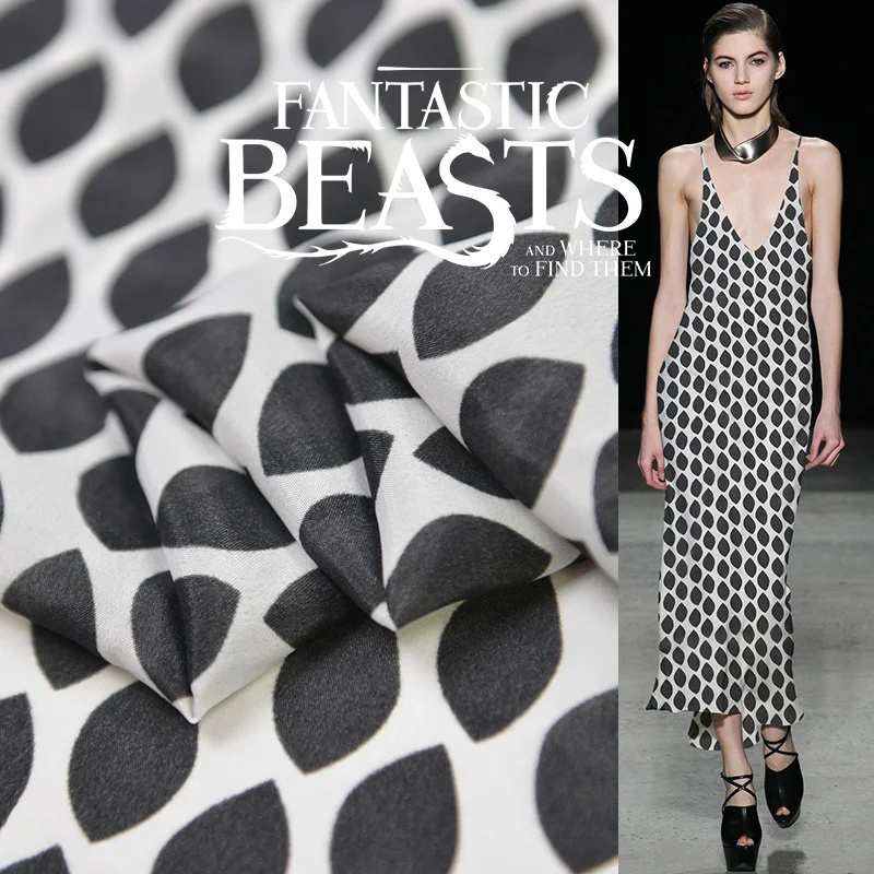 Простой Модный шелк с принтом хлопковый креп шелковая ткань 60% 40% Хлопковое