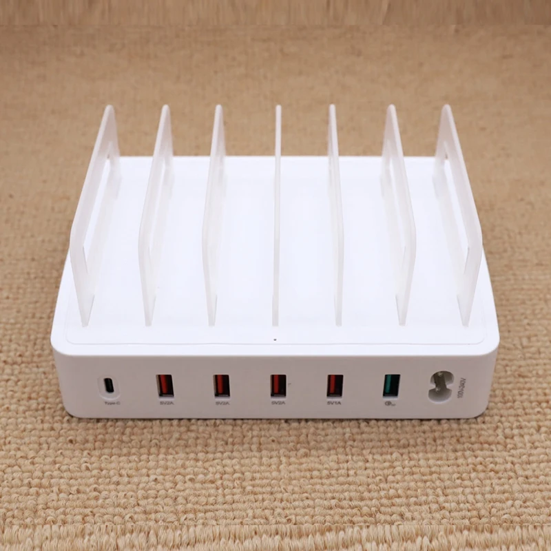 6 портов+ Qc3.0+ type-C Usb зарядная станция Док-станция с держателем для смартфона планшетного ПК(штепсельная вилка США