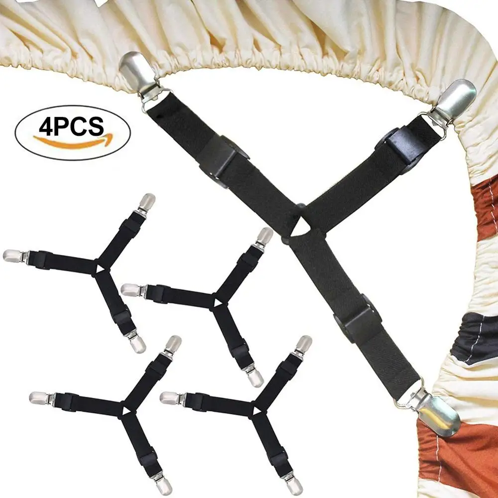 

4Pcs/Pack Bed Sheet Holder Straps Grippers Fasteners Adjustable Elastic Suspenders Sheet Clips For Sofa Cushion Mattress Covers