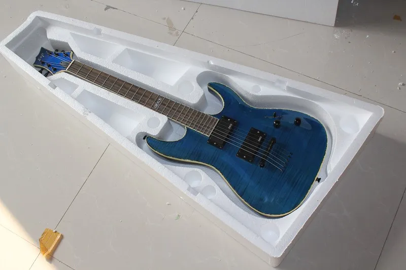 

Top Quality one-piece set neck Through the body shell Mosaic inlay H-351NT blue Electric Guitar Free Shipping 1411-11