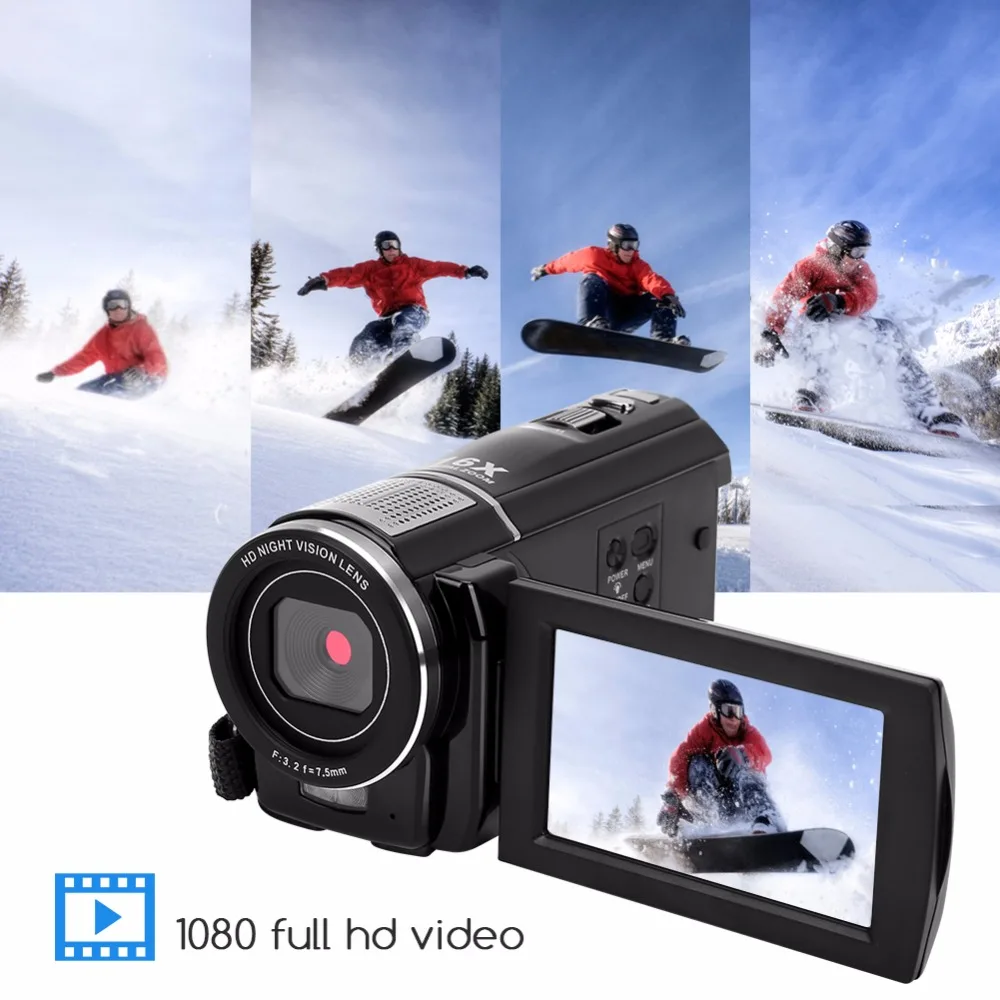 1080P 24MP цифровая видеокамера с 16-кратным зумом и 3-дюймовым сенсорным экраном, инфракрасная камера ночного видения с дистанционным управлением, штепсельная вилка США