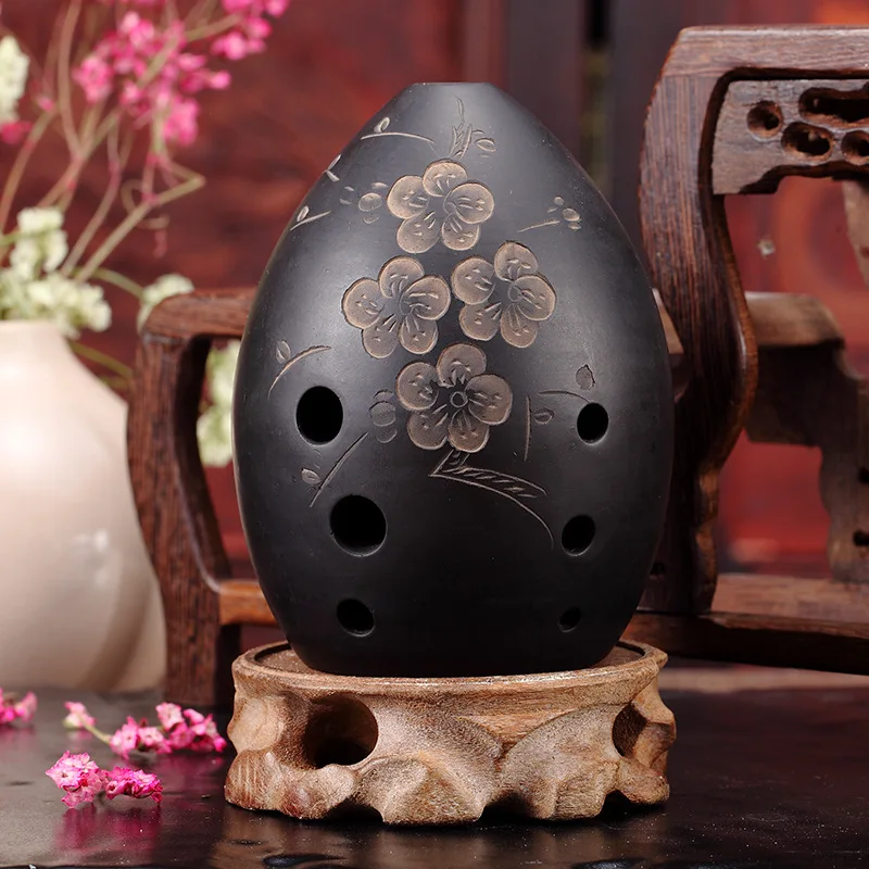 A-Plum blossom 8 отверстий Окарины черная глина Сюнь музыкальный инструмент для детей начинающих подарок#20/1 - Цвет: A-Plum blossom