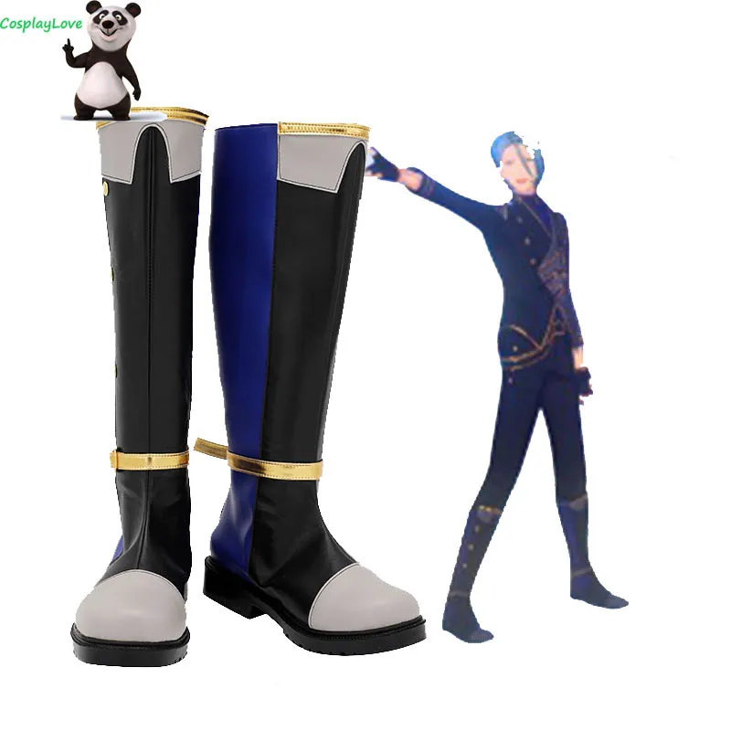

CosplayLove Ensemble Stars HIMERU Black Blue Cosplay Shoes Long Boots Leather Custom Made