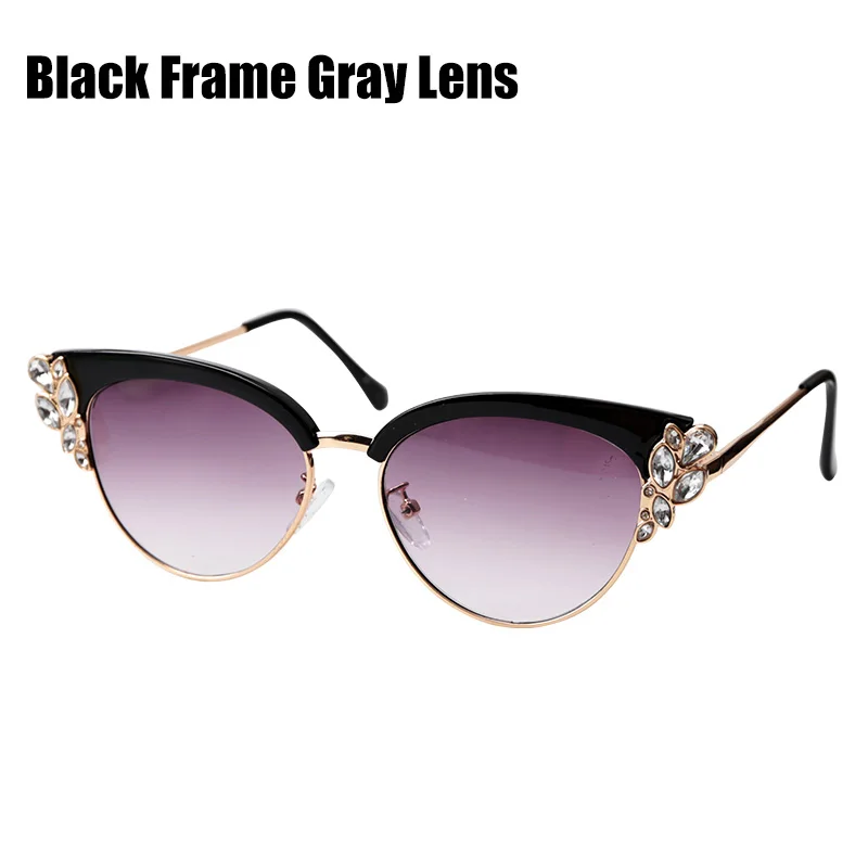 Black w Gray Len SOOLALA, стразы, кошачий глаз, очки для чтения, женские, модные, Дамские очки, оправа для пресбиопии, очки для чтения w/чехол+ от 0,5 до 4,0 - Цвет оправы: Black w Gray Len