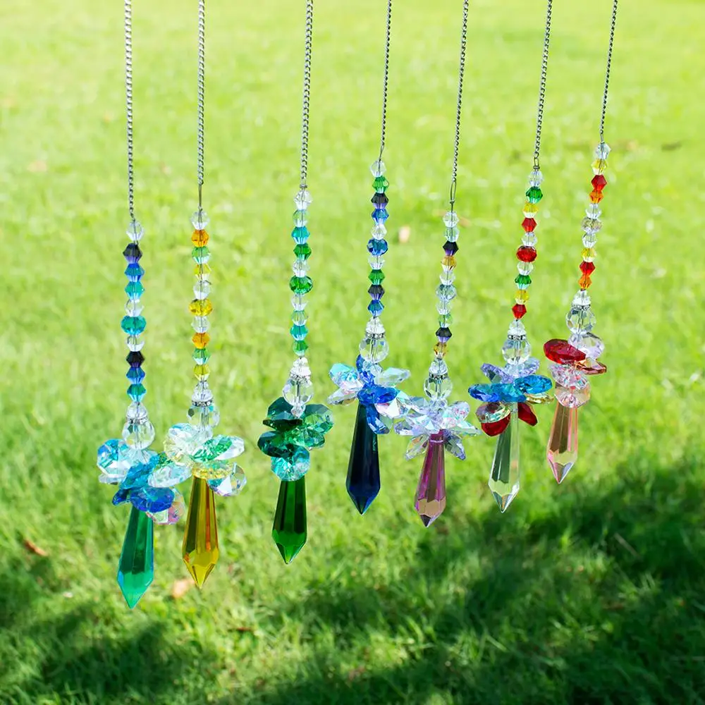 H& D Набор из 7, Хрустальная Призма Suncatcher Радуга ангел-хранитель кулон окно висячие орнамент домашний свадебный Декор Рождественский подарок