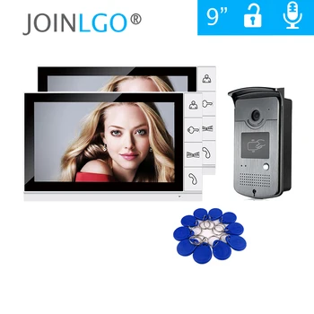 

FREE SHIPPING 9" Color Screen Video Door Phone Intercom System 2 White Monitors + Waterproof RFID Doorbell Camera Night Vision