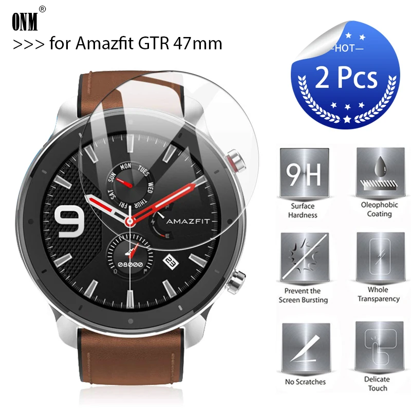 

2Pcs/Lot 9H Premium Explosion-Proof Tempered Glass For AMAZFIT GTR Smart Watch 47mm Screen Protector film